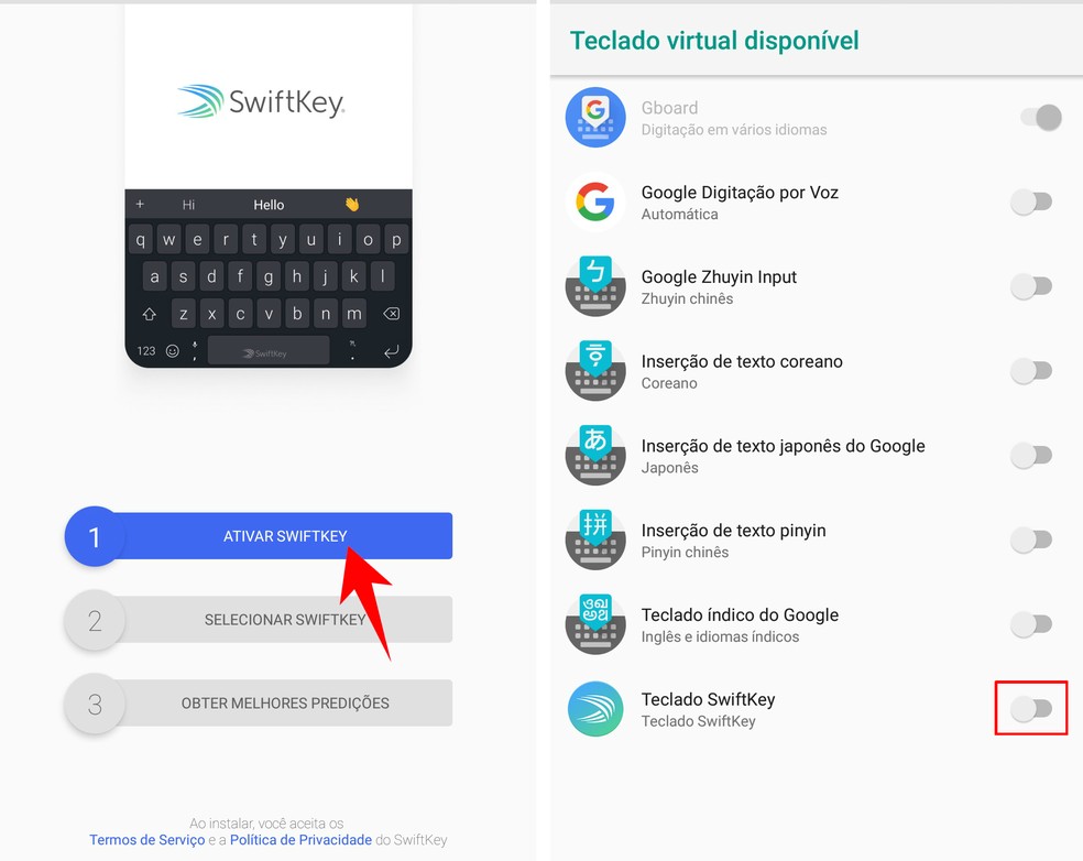 Authorizing SwiftKey to run on Android Photo: Reproduo / Rodrigo Fernandes