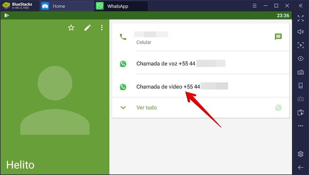 Starting video call on WhatsApp from PC Photo: Playback / Helito Beggiora
