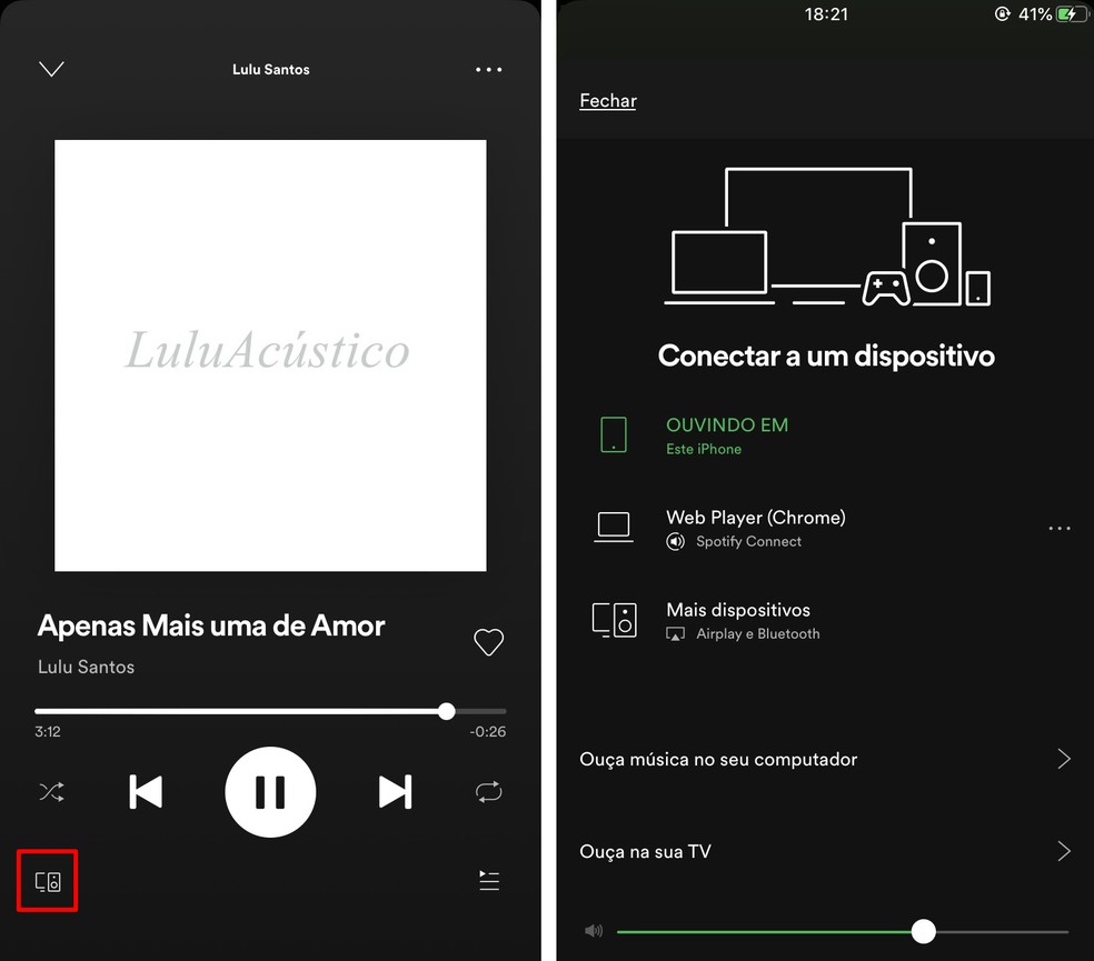 Spotidy lets you quickly change the current playback device Photo: Playback / Rodrigo Fernandes