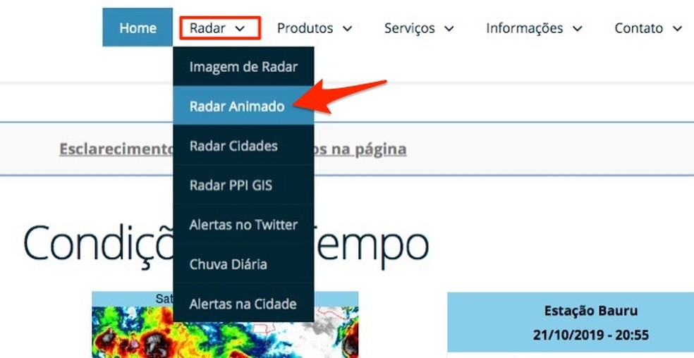By accessing the animated weather radar for cities of So Paulo on the IPMet website Photo: Reproduo / Marvin Costa