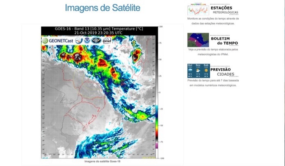 Satellite images featuring weather variations on the IPMet site Photo: Reproduction / Marvin Costa