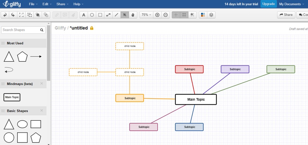 Gliffy creates mind maps and lets you save organization charts in Google Drive Photo: Reproduo / Rodrigo Fernandes