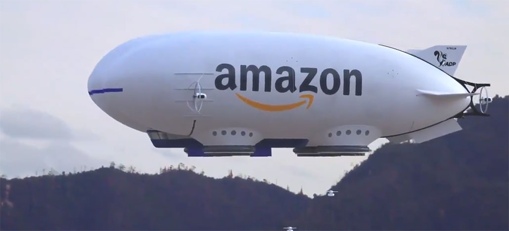 Vídeo que mostra dirigível da Amazon soltando drones com objetos para entrega é falso