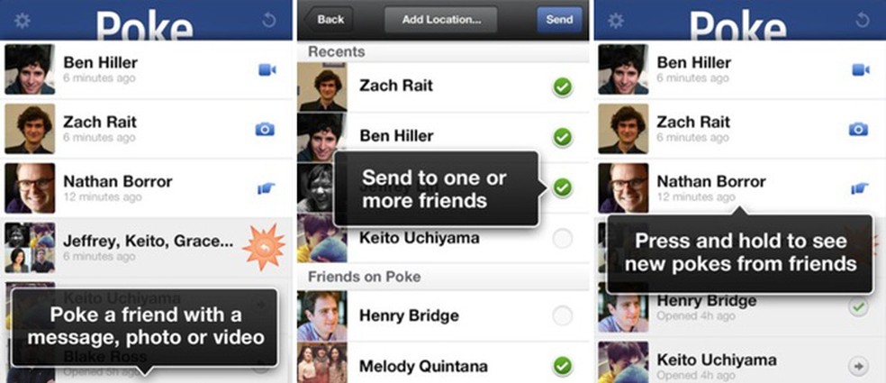 Facebook Poke allowed users to poke friends and share messages privately Photo: Disclosure / Facebook