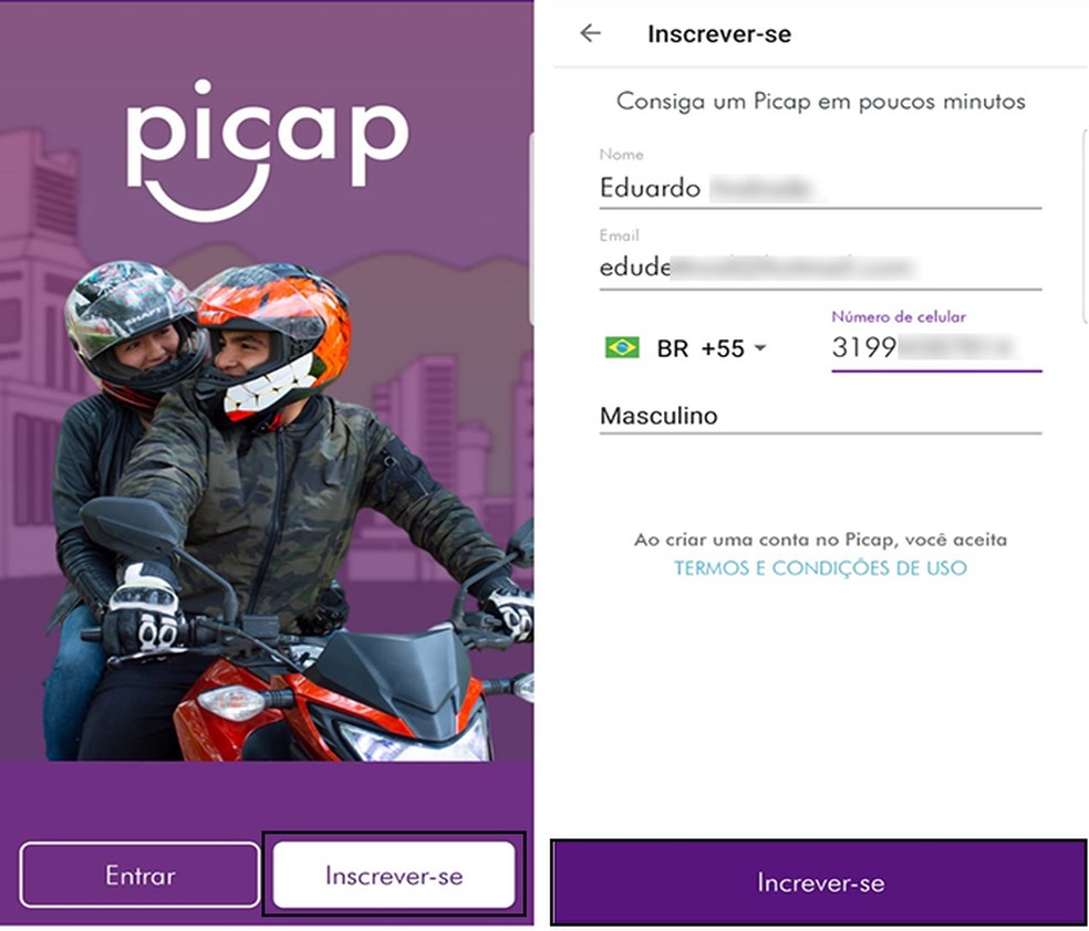 Follow the step by step to request a race on Picap Photo: Reproduction / Marcela Franco