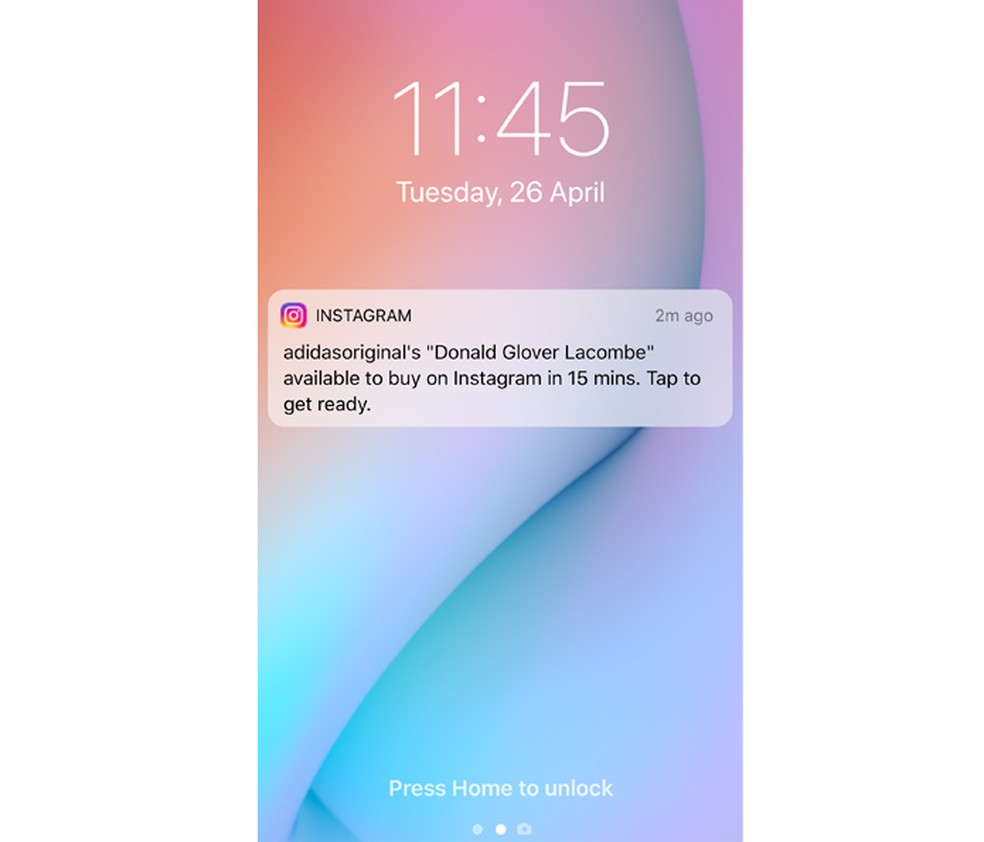 Reminder sending 15 minutes before official launch of a product Photo: Divulgao / Instagram