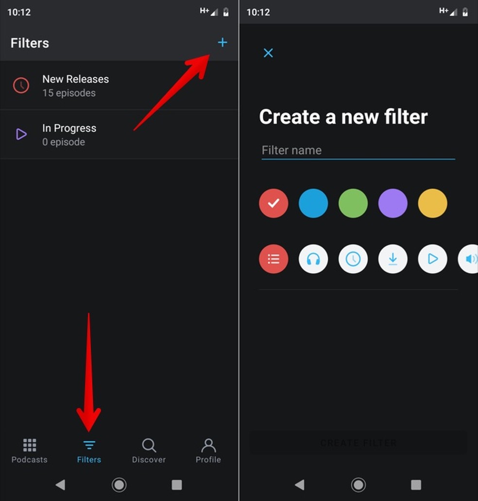 Filtering episodes of your Pocket Casts signatures Photo: Reproduction / Helito Beggiora