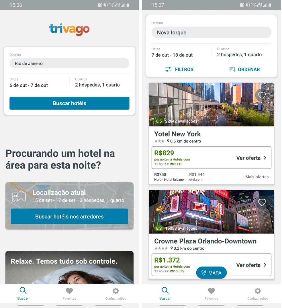 Trivago shows the best hotel prices around the world Photo: Divulgao / Trivago
