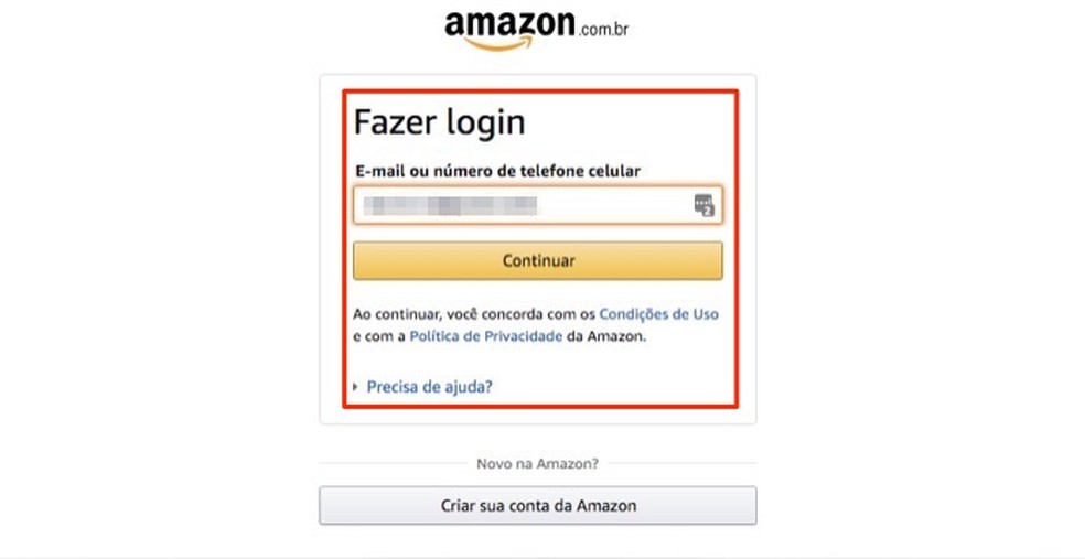 When to login to a user account on Amazon Prime Photo: Reproduction / Marvin Costa