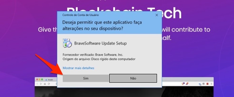 When to start Brave browser installation on PC Photo: Playback / Marvin Costa