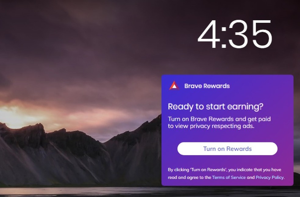 area to activate and monitor browser rewards using Brave Photo: Playback / Marvin Costa