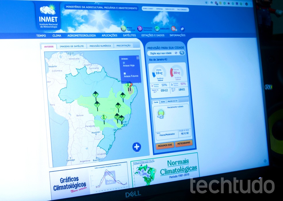 Tutorial shows how to access the weather forecast in different cities and regions on the INMET website Photo: Marvin Costa / dnetc
