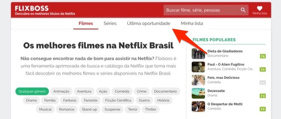 When to access the FlixBoss page with movies and series coming out on Netflix Photo: Reproduction / Marvin Costa