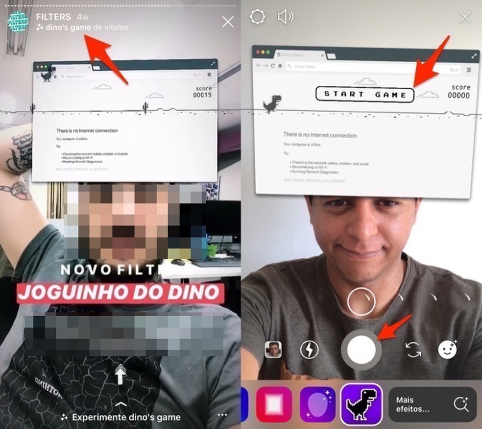 When to use the Dino Game filter on Instagram Stories Photo: Reproduction / Marvin Costa