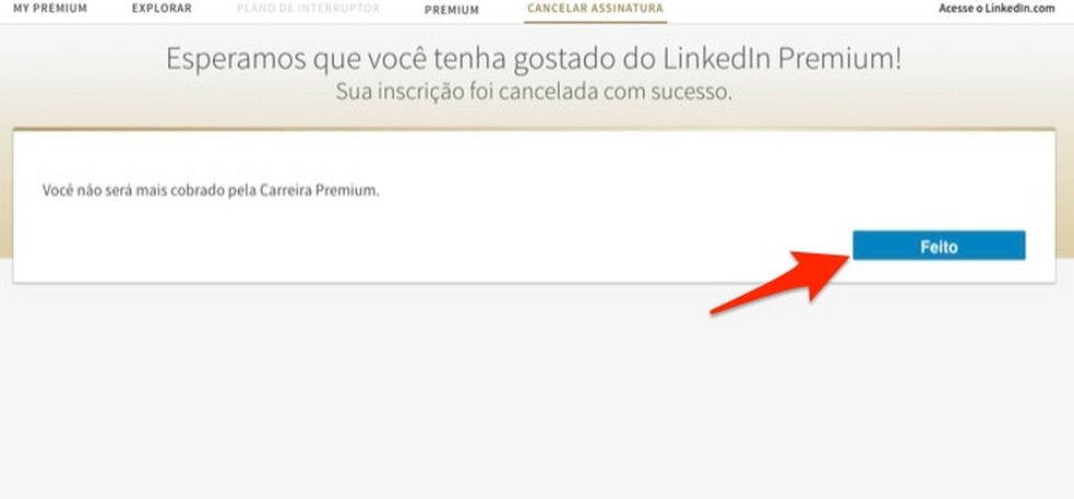 By to end the tool to cancel a LinkedIn premium subscription Photo: Reproduo / Marvin Costa
