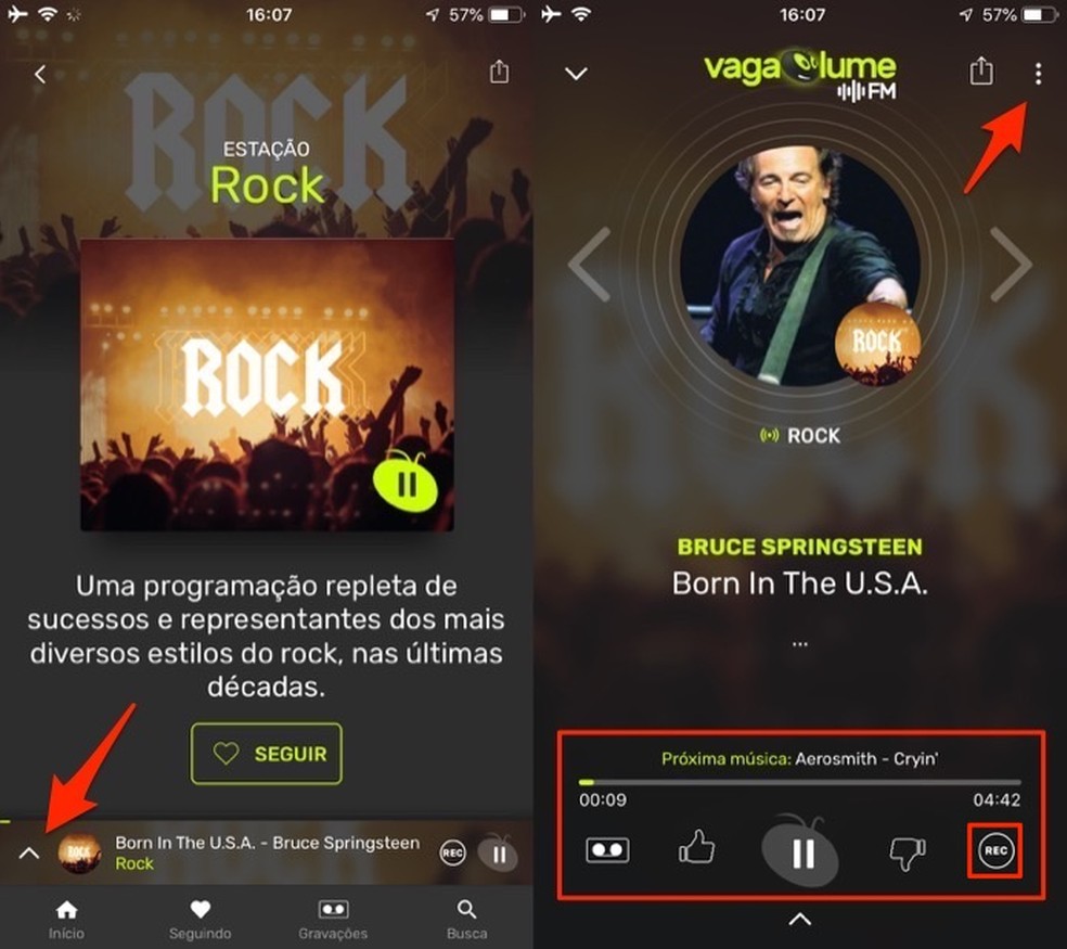 When to open the playback player in the Vagalume.fm application Photo: Reproduction / Marvin Costa