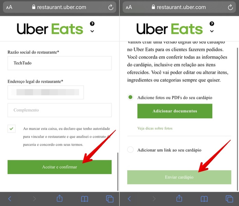 Submit your restaurant menu at Uber Eats Photo: Reproduction / Helito Beggiora
