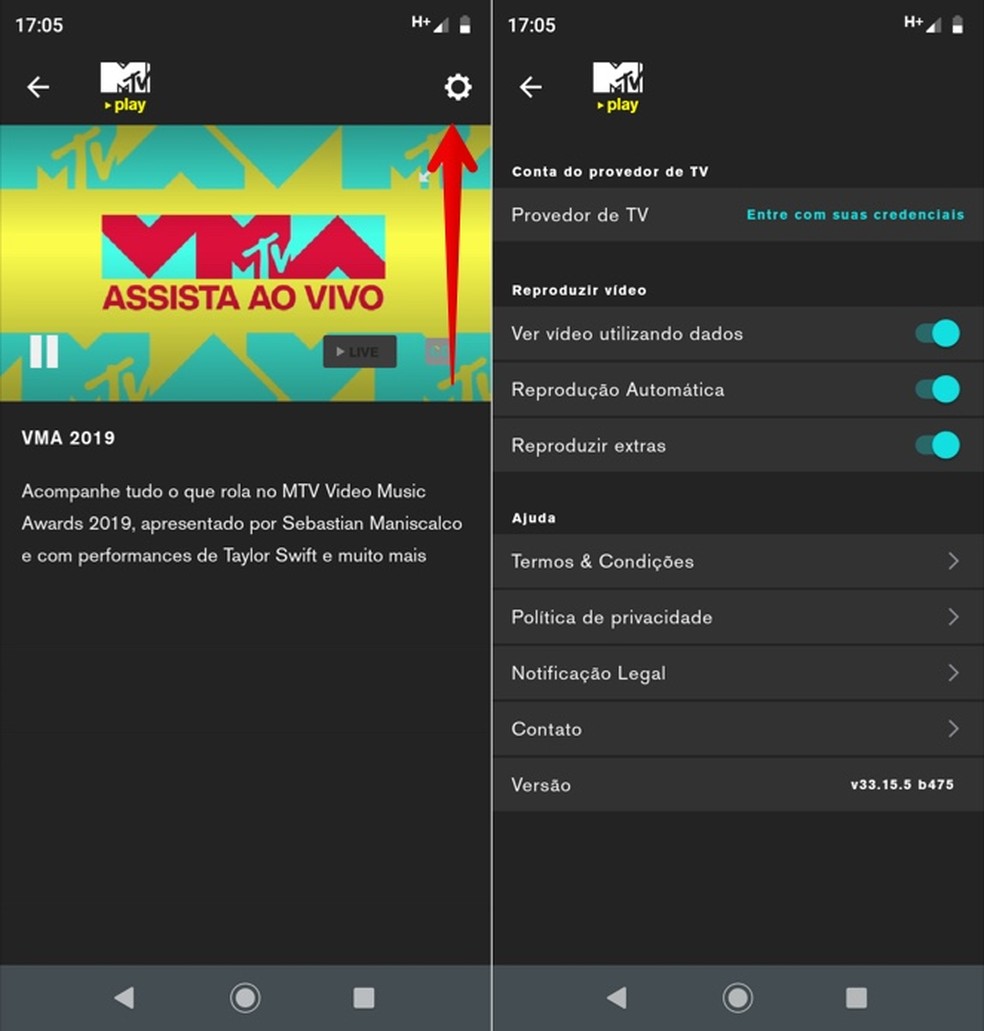 Watching VMA 2019 live from MTV Play app Photo: Reproduction / Helito Beggiora