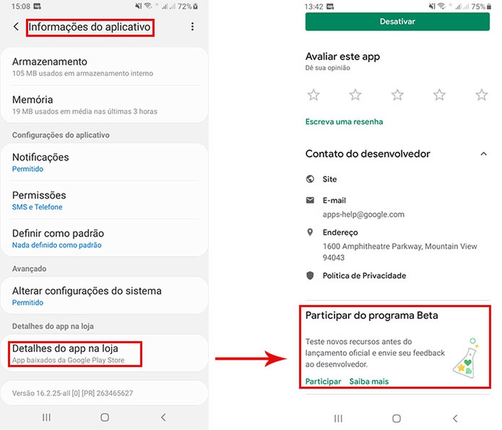 Learn how to participate in the Google Play Services Beta Program Photo: Reproduo / Fernanda Lutfi
