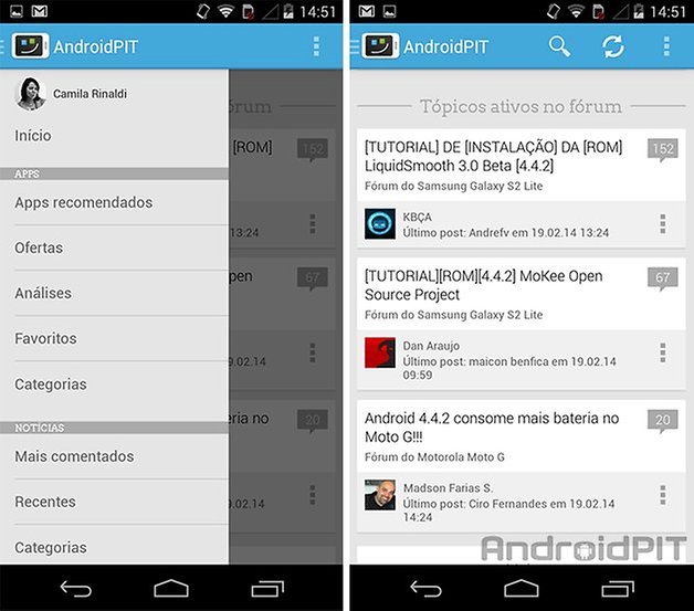 AndroidPIT app menu browser