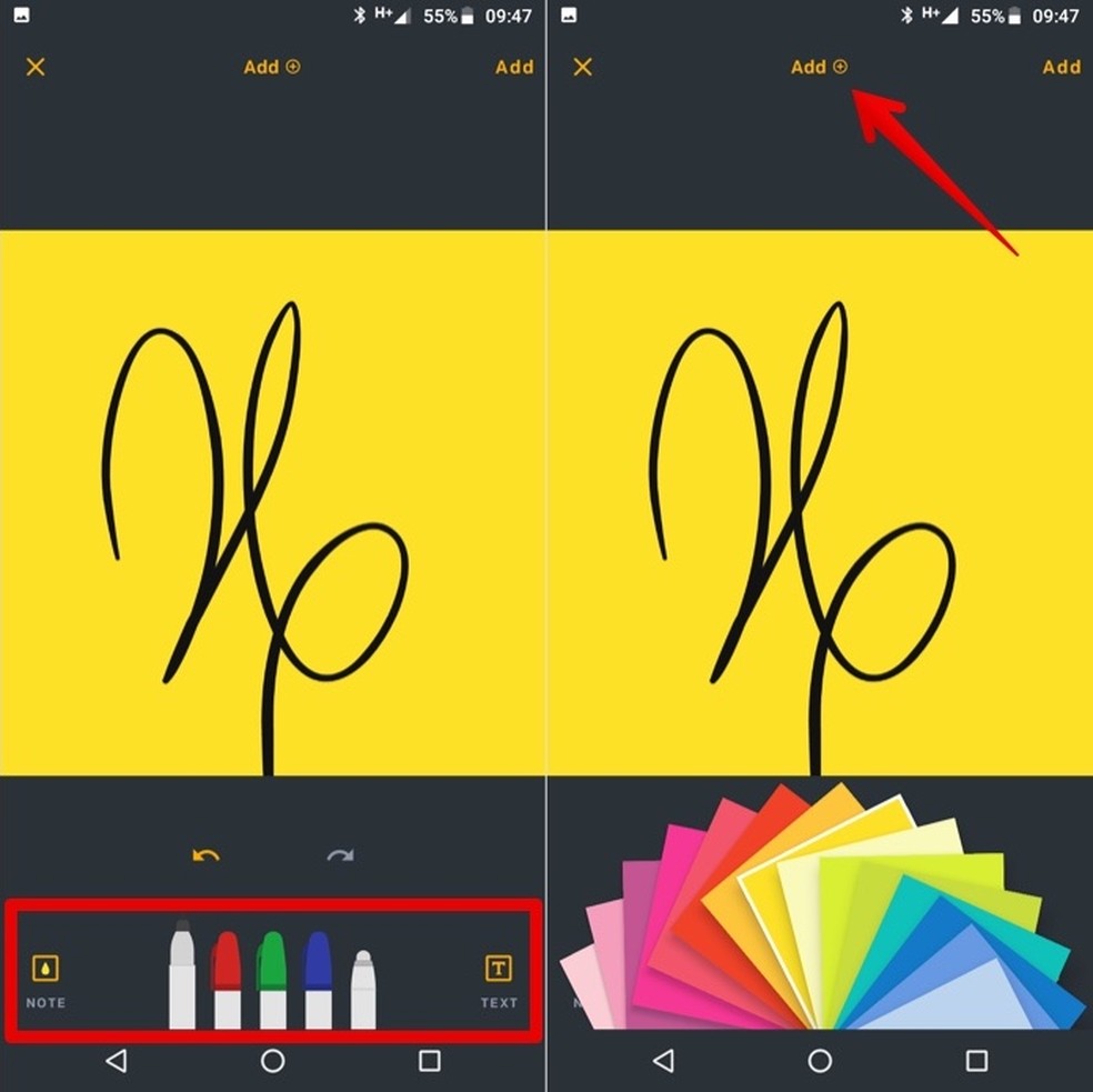 Creating new notes in the Post-it app Photo: Reproduction / Helito Beggiora