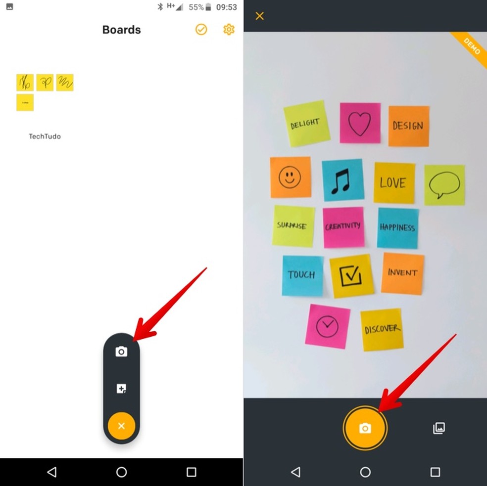 Scanning Physical Post-its with the Photo: Reproduction / Helito Beggiora app