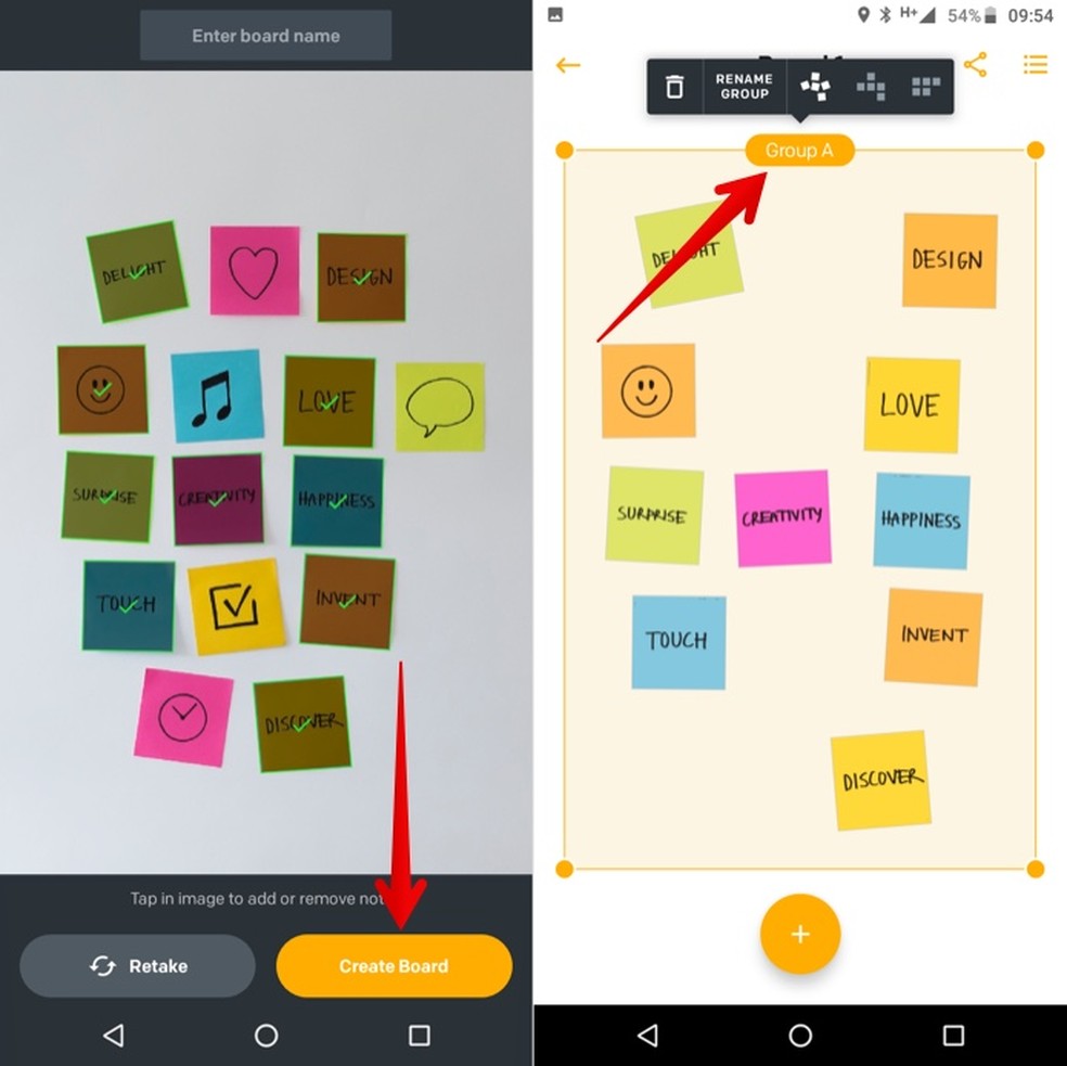 Editing In-app Post-its group for Android and iPhone (iOS) Photo: Playback / Helito Beggiora