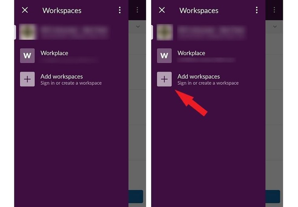 Choose which workplace you want to access; It is also possible to create a new desktop in Slack Photo: Reproduction / Maria Dias