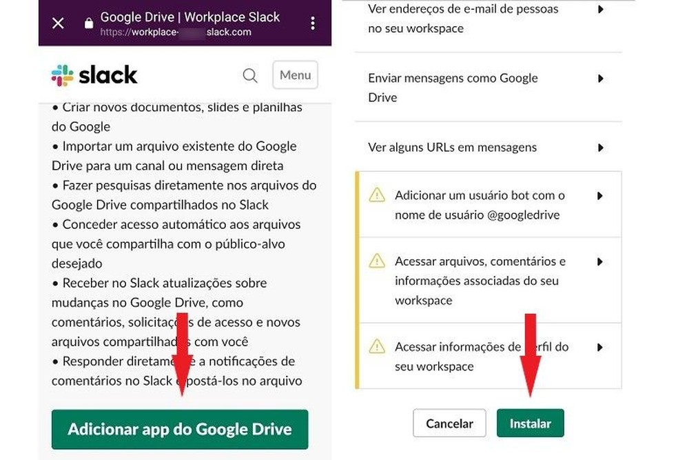 Install tools on the Slack desktop Photo: Reproduo / Maria Dias