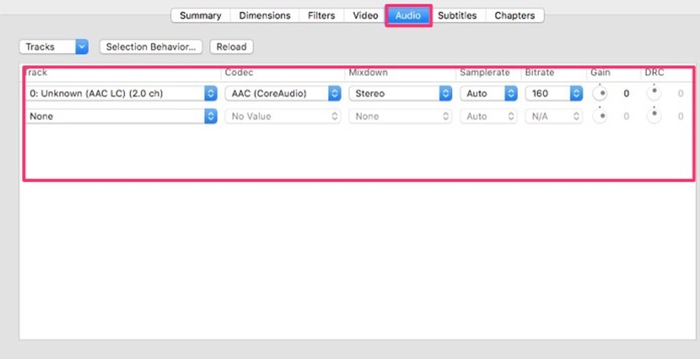 Options for converting audio to video in HandBrake software Photo: Playback / Marvin Costa