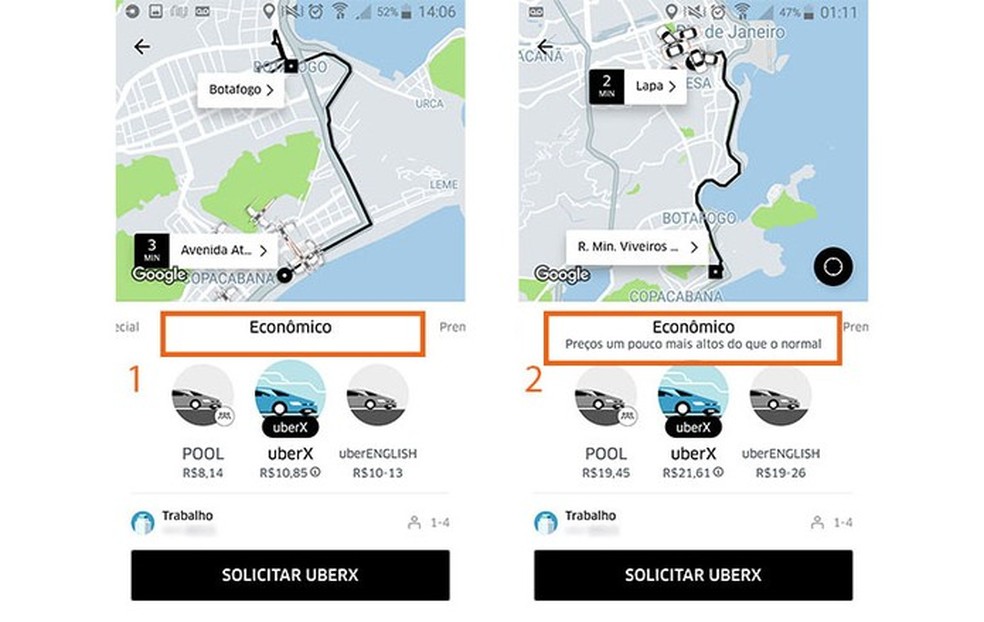 Uber is one of inDriver's rival platforms and charges a variable value for the race through dynamic pricing. Photo: Reproduction / Barbara Mannara