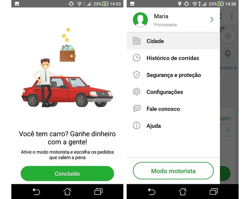 The inDriver app can be used by both passengers and drivers. Photo: Reproduo / Maria Dias