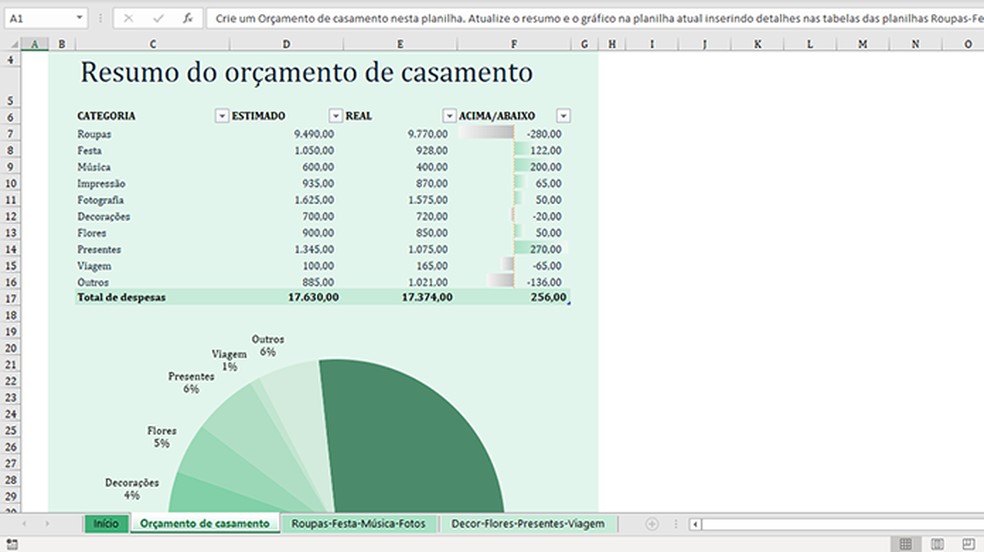 Budget Spreadsheet Brings All Possible Costs to a Wedding Party Photo: Reproduction / Paulo Alves