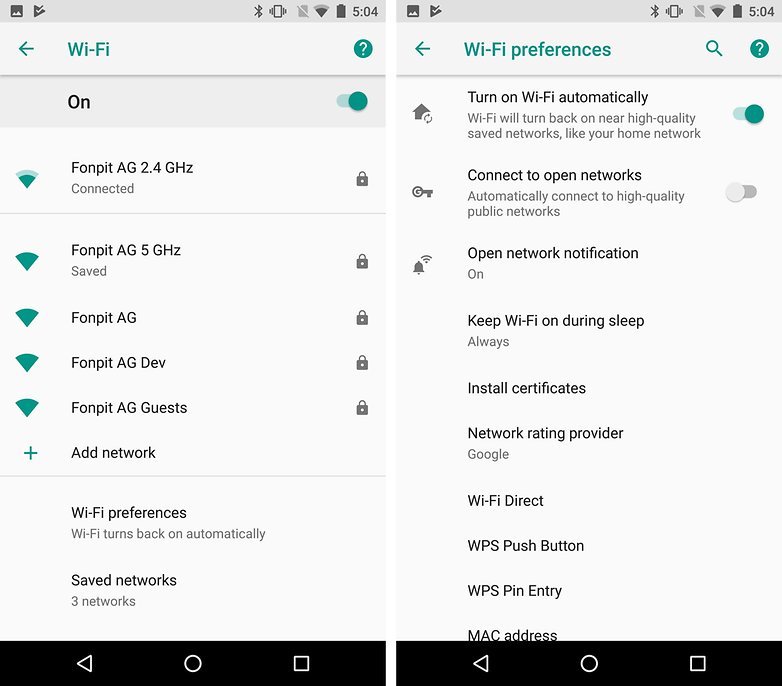 android wifi features