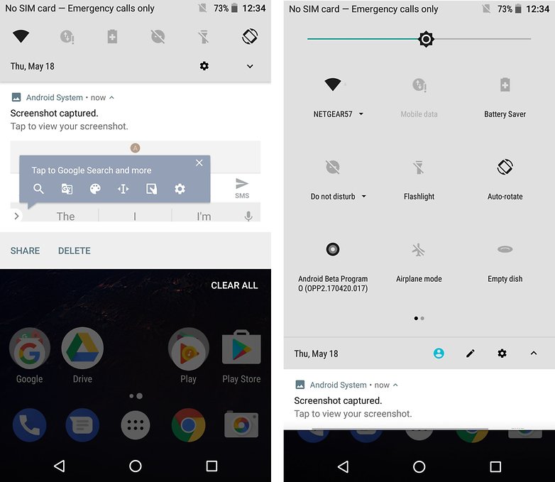 android the preview UI quick settings