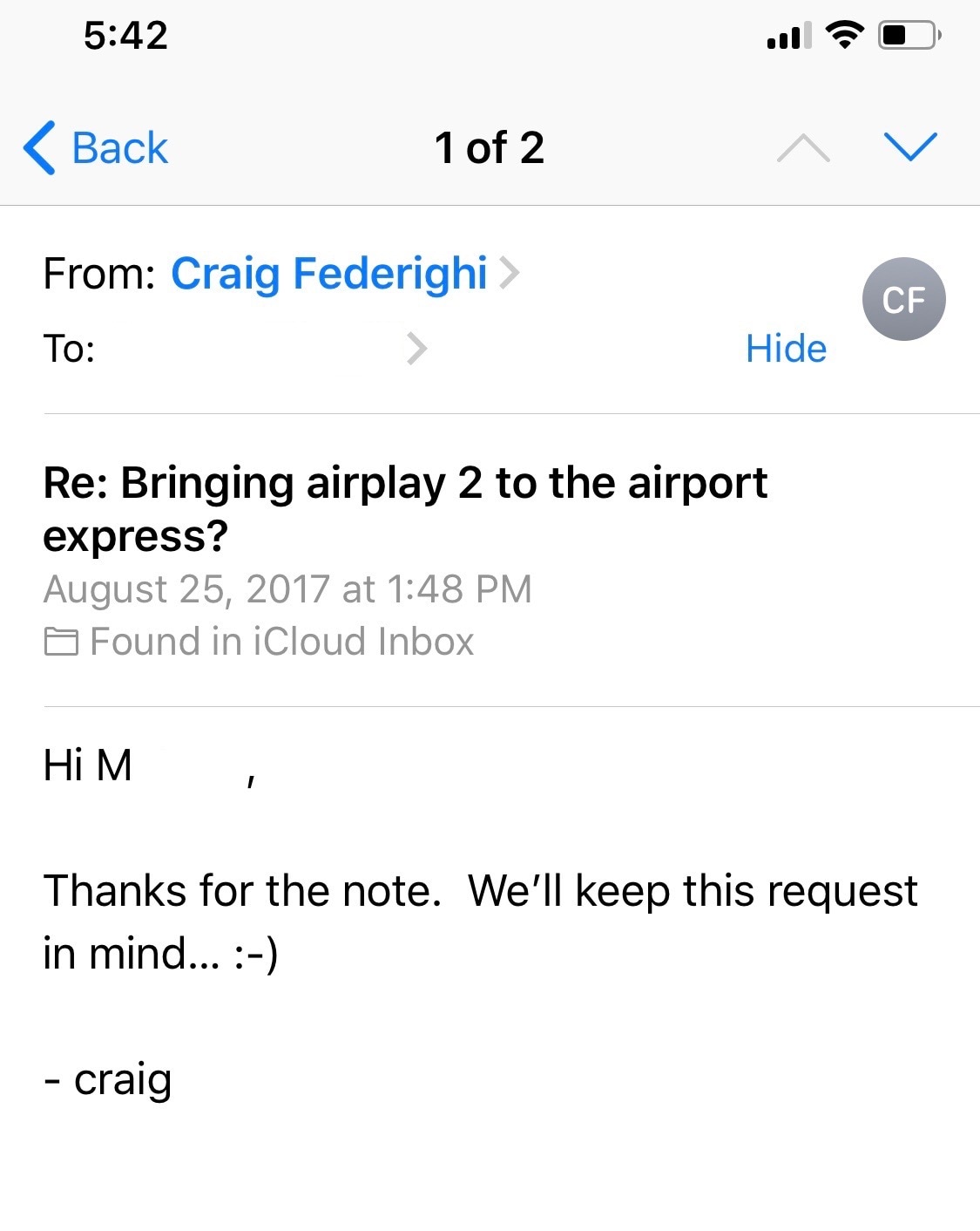 Craig on AirPort Express