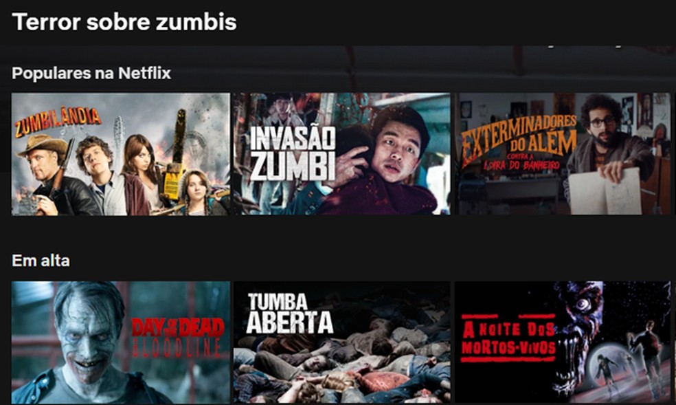 Netflix has subcategories when searching for titles Photo: Reproduction / Gabrielle Ferreira