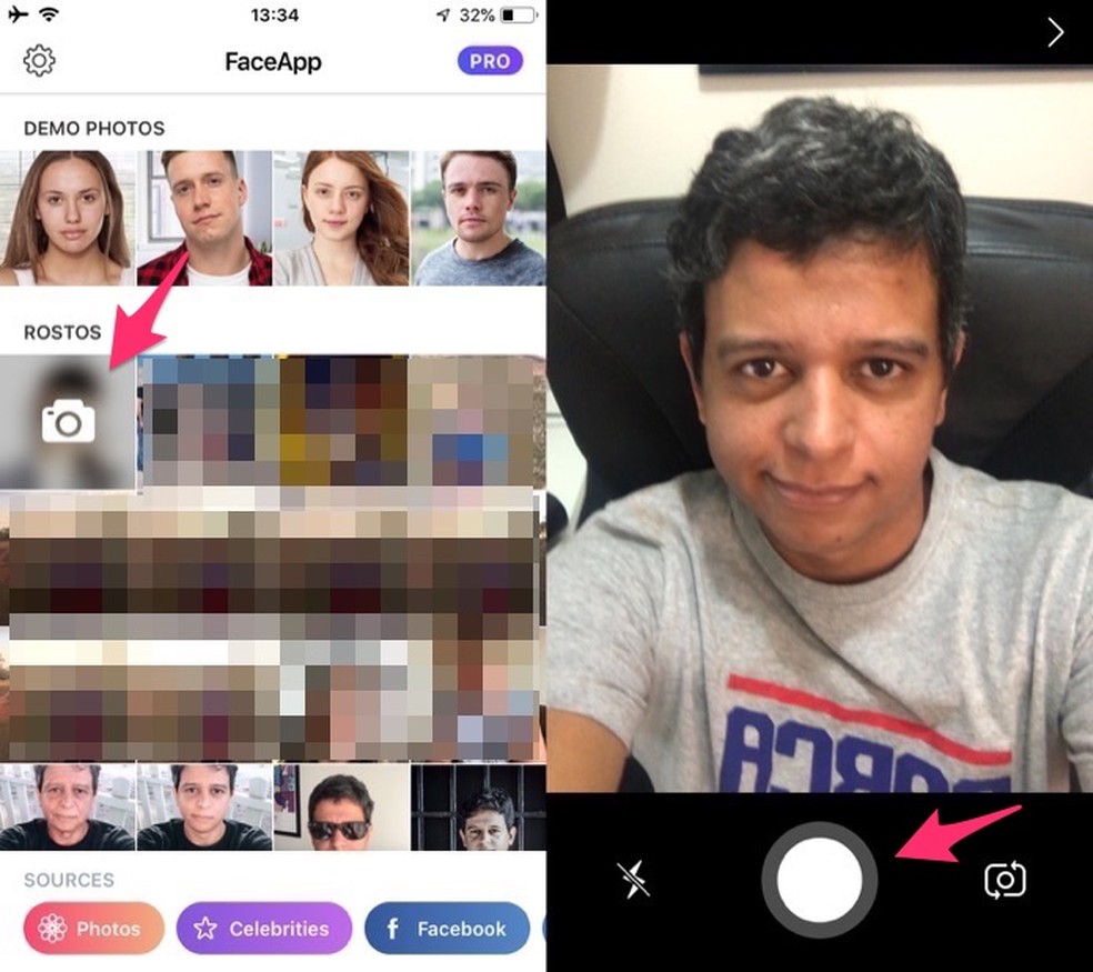 When to produce a photo using the FaceApp application camera Photo: Reproduction / Marvin Costa
