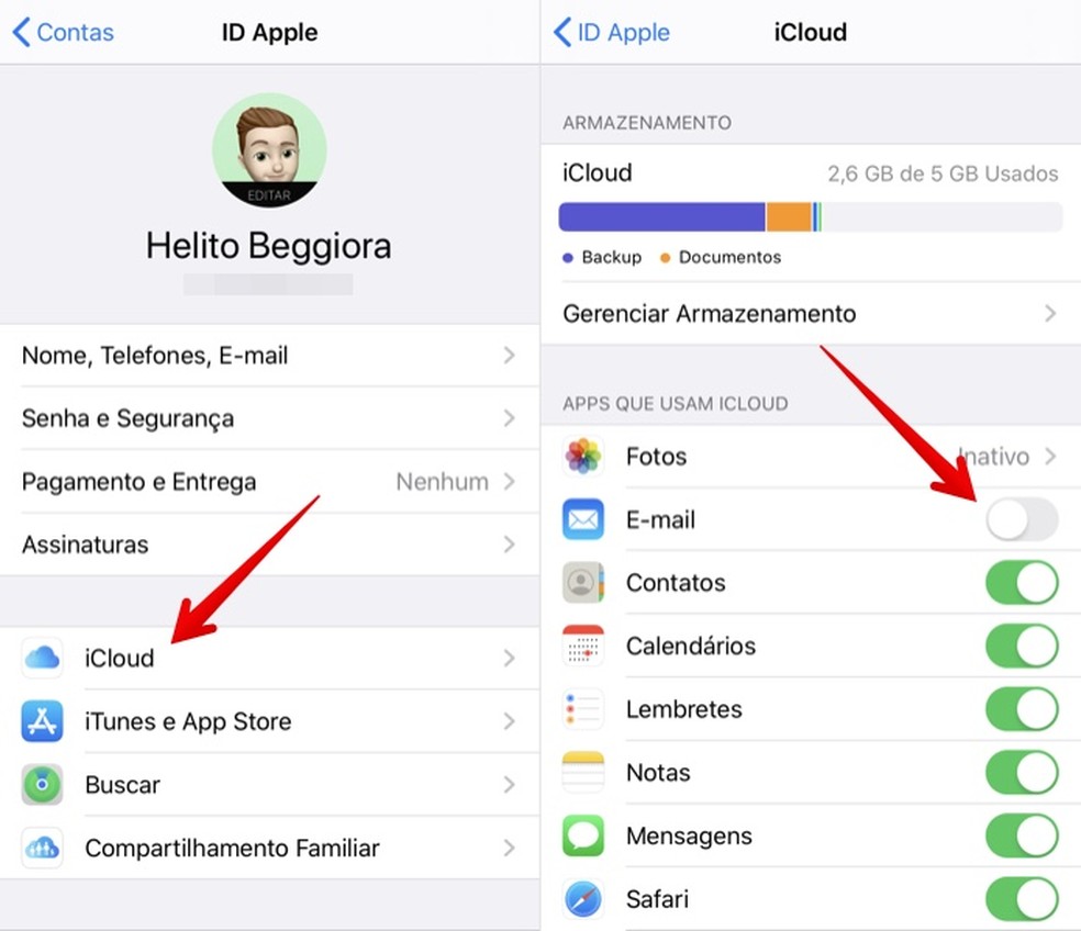 Disabling iCloud Email Photo: Play / Helito Beggiora