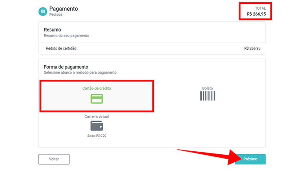 Check out the total amount and make the payment online Photo: Reproduo / Paulo Alves