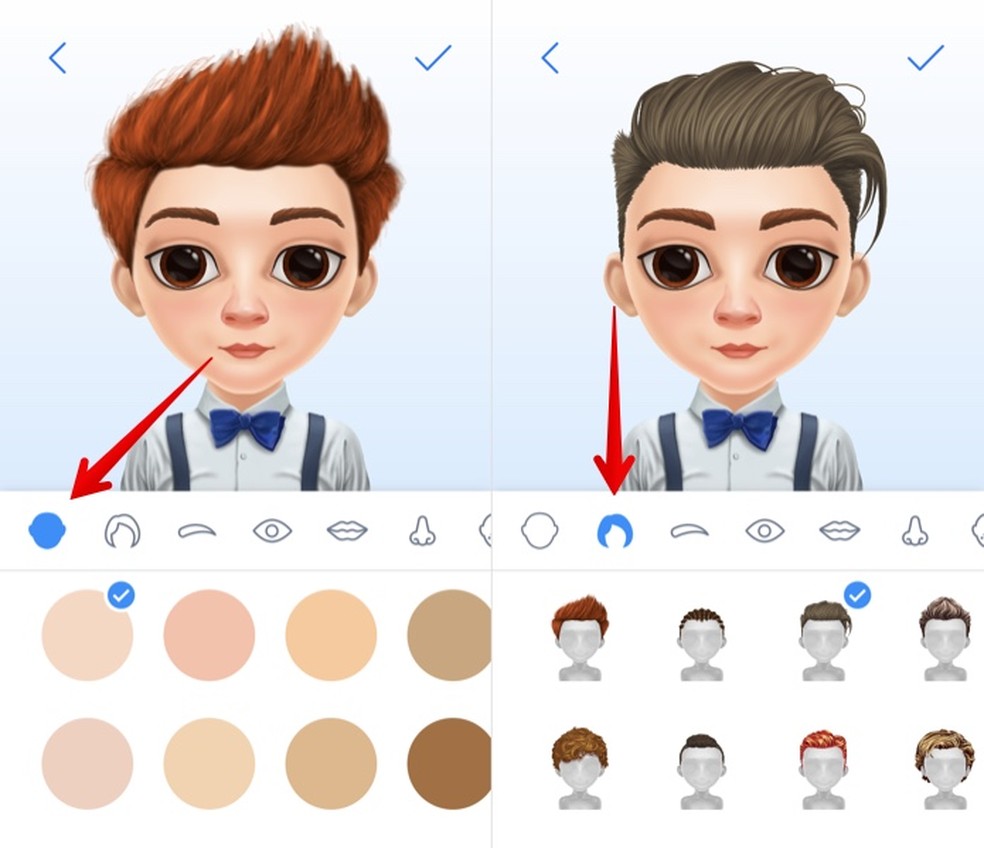 Customizing avatar skin color and hair on iDolly Photo: Reproduction / Helito Beggiora