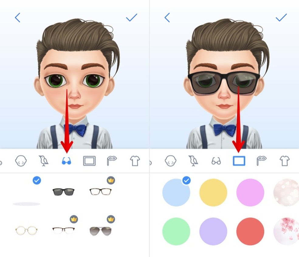 Adding glasses and customizing your avatar background Photo: Reproduction / Helito Beggiora