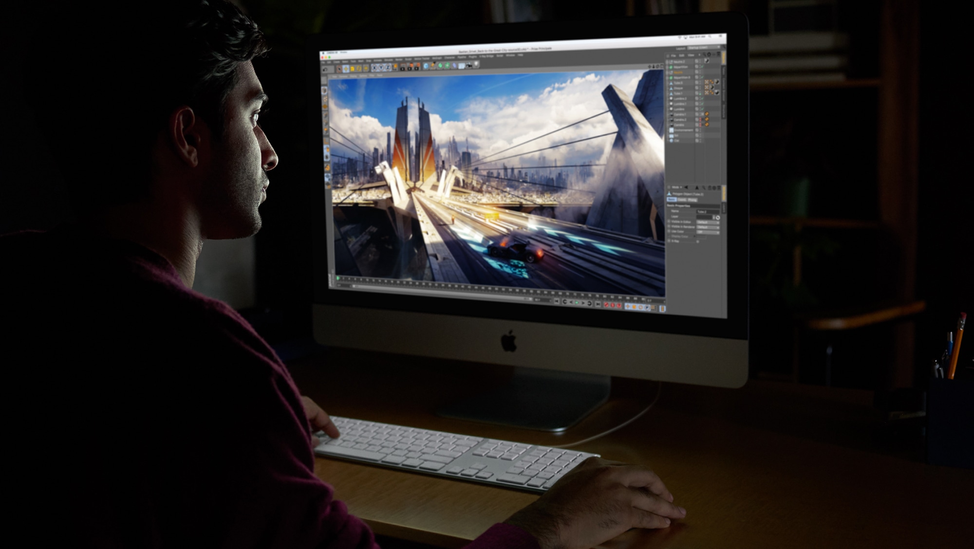 iMac Pro being used in the dark