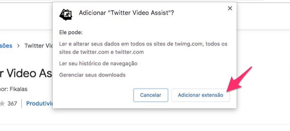 Downloading and installing the extensive Twitter Video Assist on Chrome Photo: Reproduction / Marvin Costa