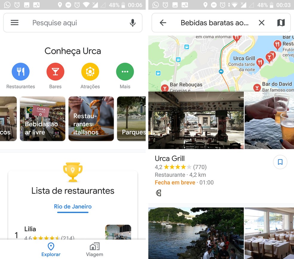 Google Maps section helps you explore the area where the user is Photo: Reproduction / Isabela Cabral
