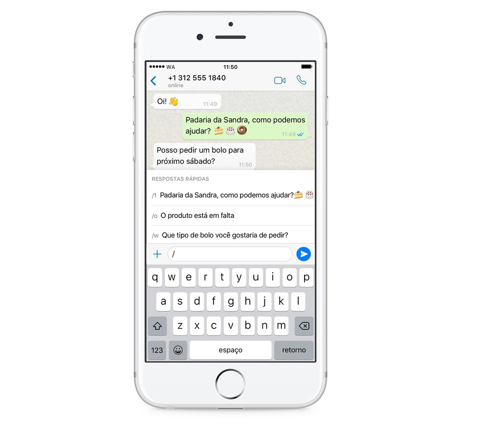 Companies can create quick messages for use in WhatsApp Business conversations on iPhone Photo: Divulgao / WhatsApp