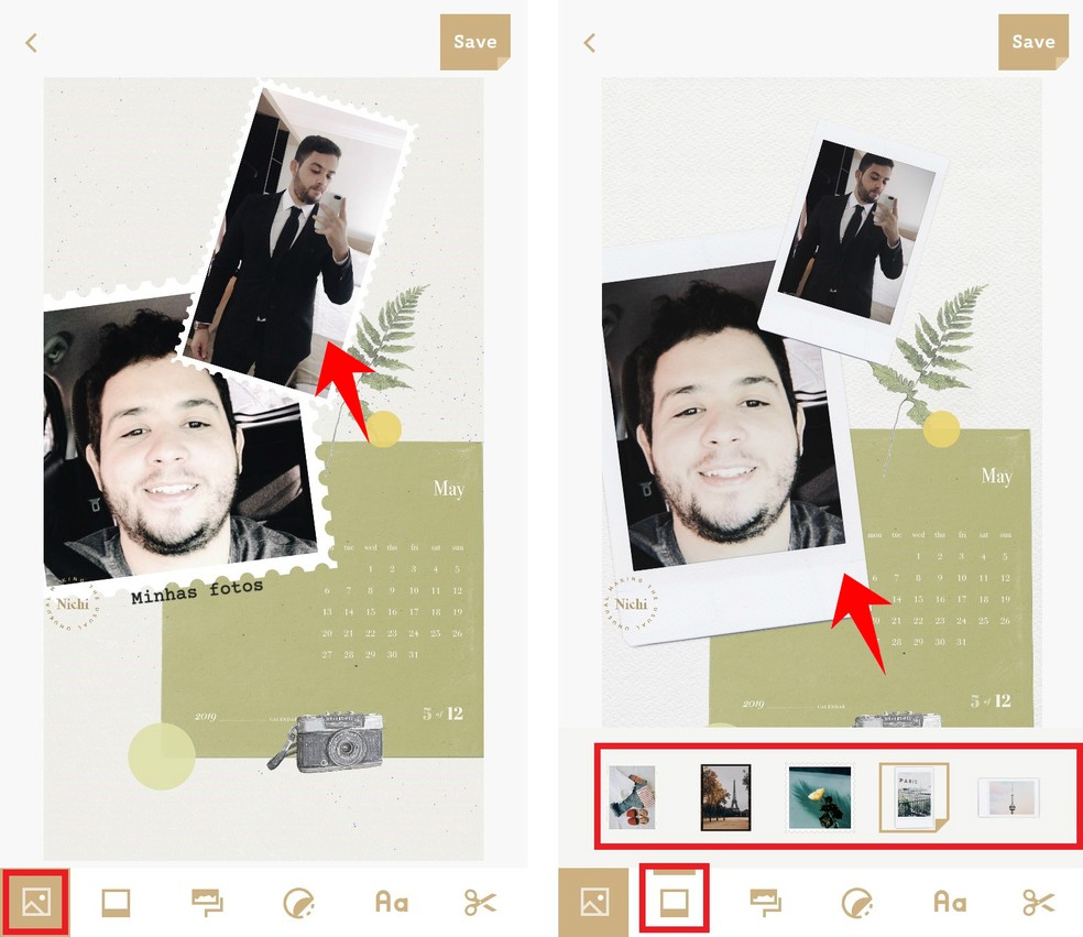 Nichi lets you change photo frames and create collages with polaroids Photo: Reproduction / Rodrigo Fernandes