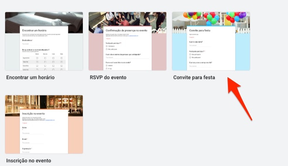 By opening an invitation template to edit in Google Forms Photo: Reproduo / Marvin Costa