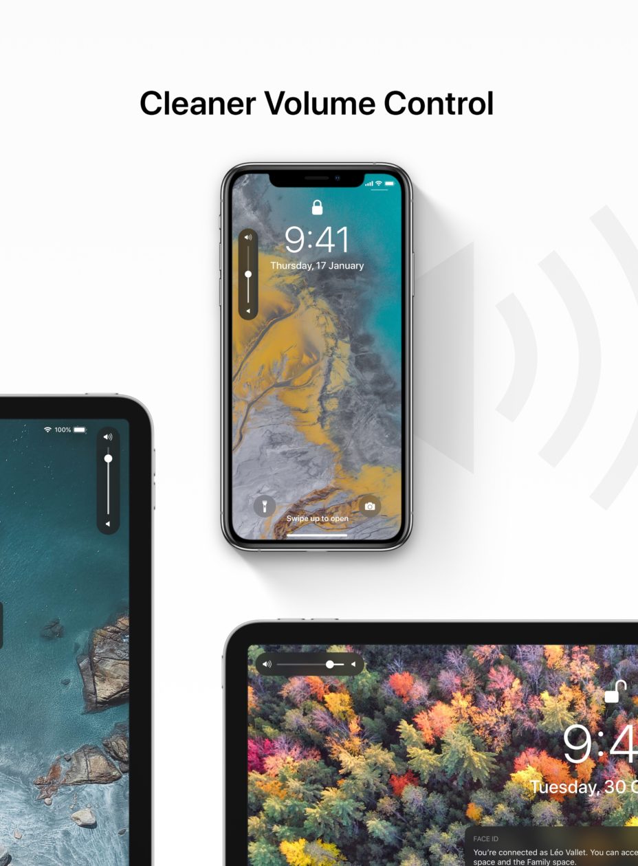 IOS 13 concept joins Control and Multitasking Center, brings new volume indicator and more