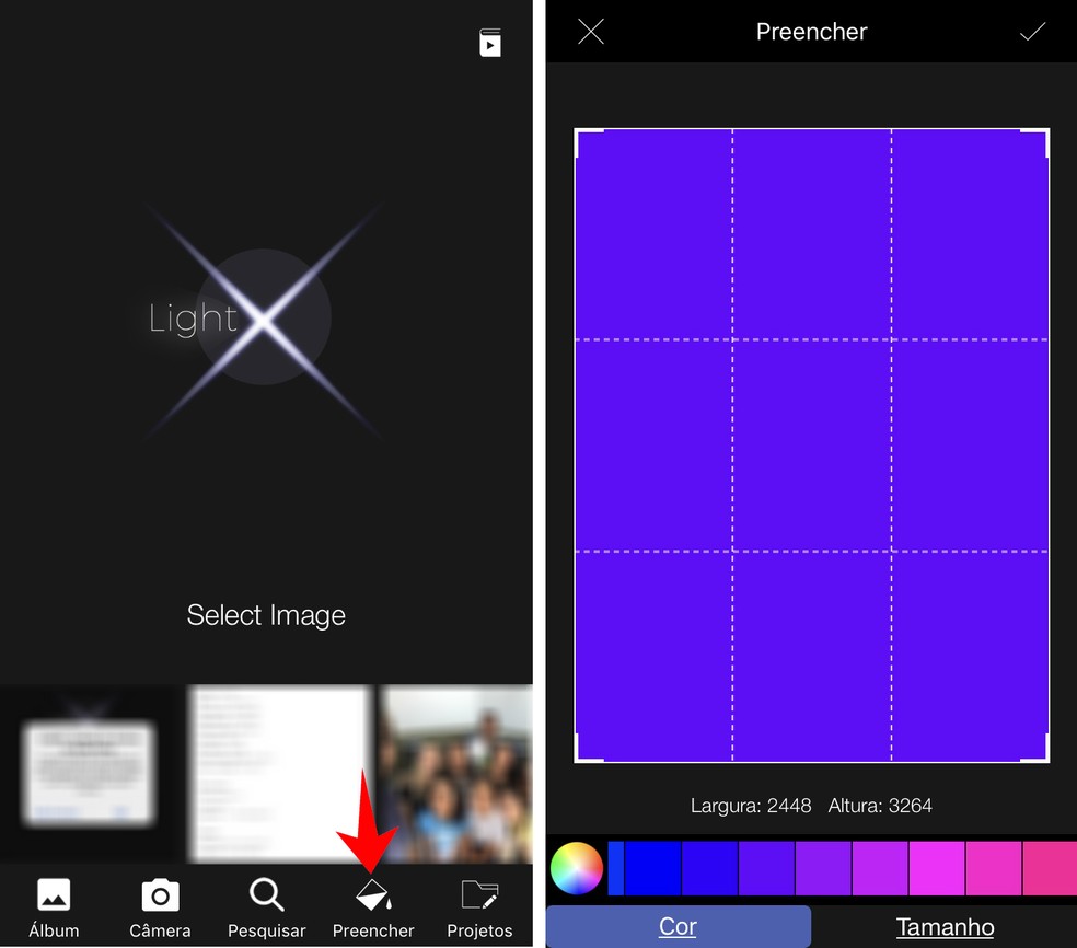 Create backgrounds for photos you will edit in LightX Photo: Playback / Rodrigo Fernandes